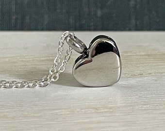 Tiny Silver Heart Cremation Necklace, Silver heart Urn Necklace, Silver Ashes Pendant,  Memorial Gifts,  Loss of a Pet,  Loss of a Loved one