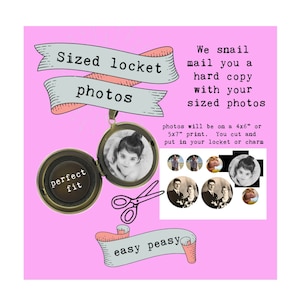 Sized Locket Photos, Sizing your locket photos, Small Locket Photos, Wedding Charm Photos, Shrink your Photo, Fit a photo in a locket