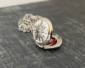 Petite silver sand dollar locket with photos