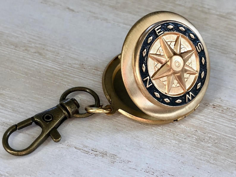 Compass Locket Keychain, Men's Locket Keychain, Manly Gifts, Masculine Gifts, Gift for Boyfriend, Long distance Gift, Father's Day, Grad image 1