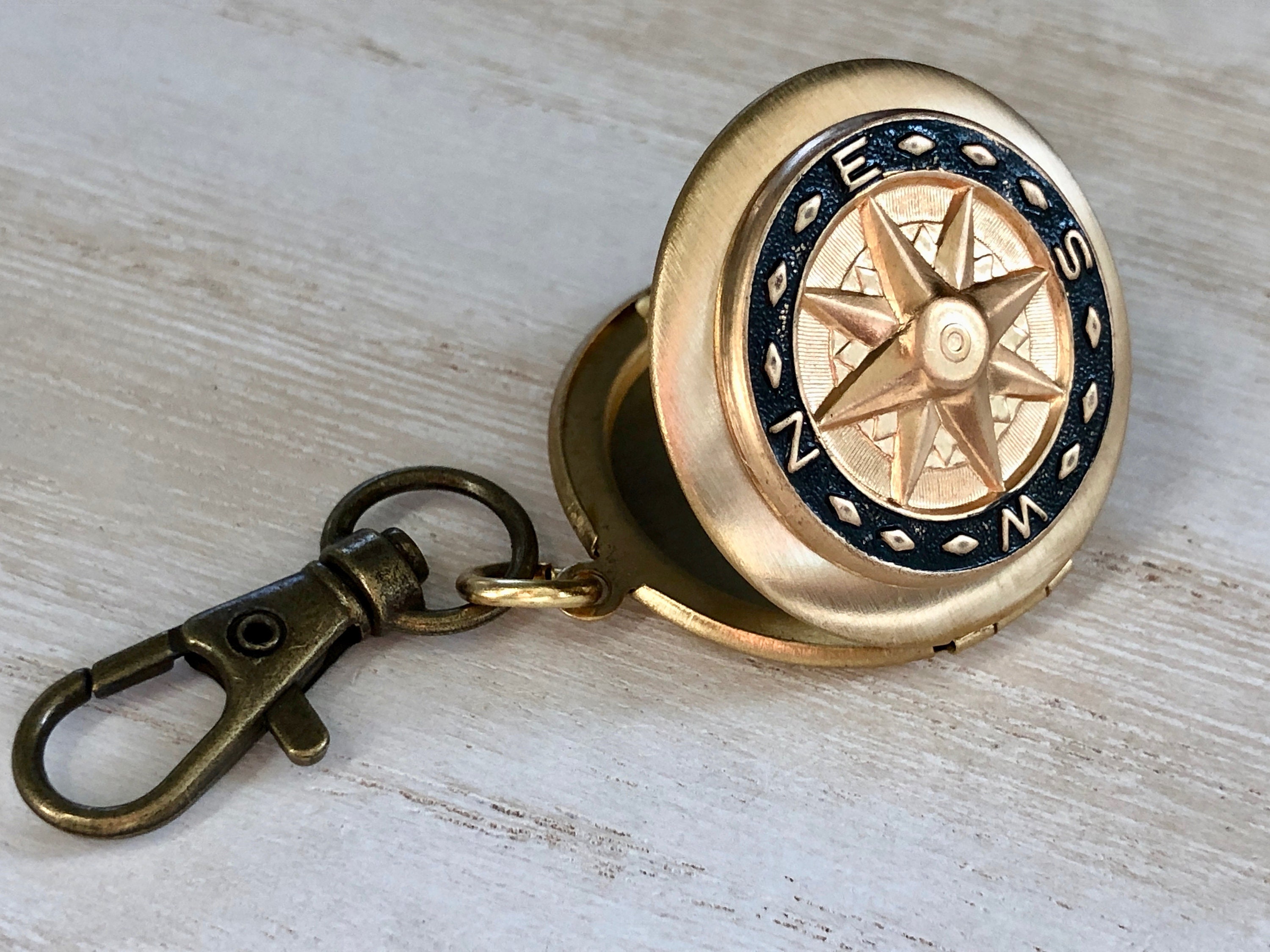 Compass Locket Keychain Men's Locket Keychain Manly Etsy