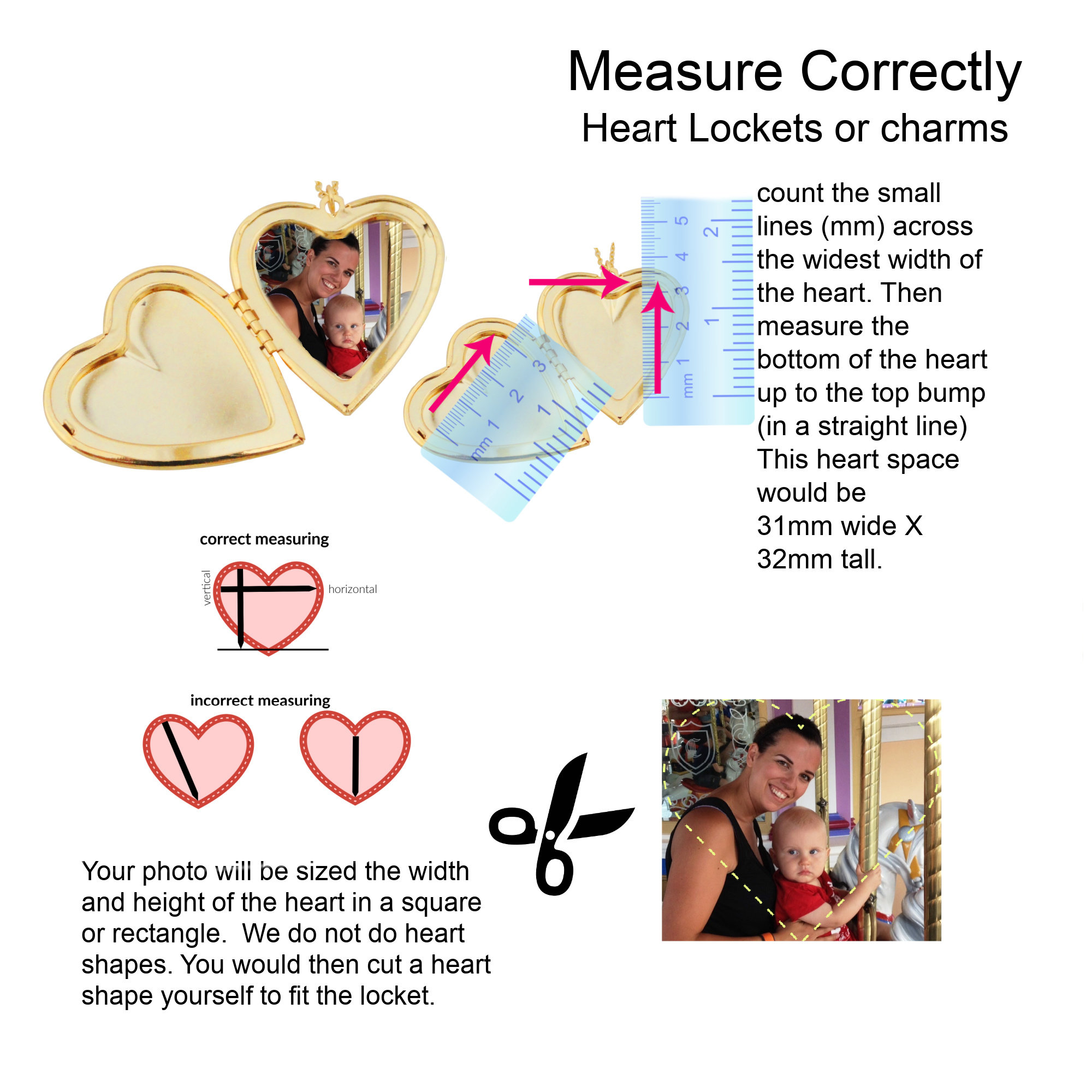 Sized Locket Photos Sizing your locket photos Small Locket Etsy