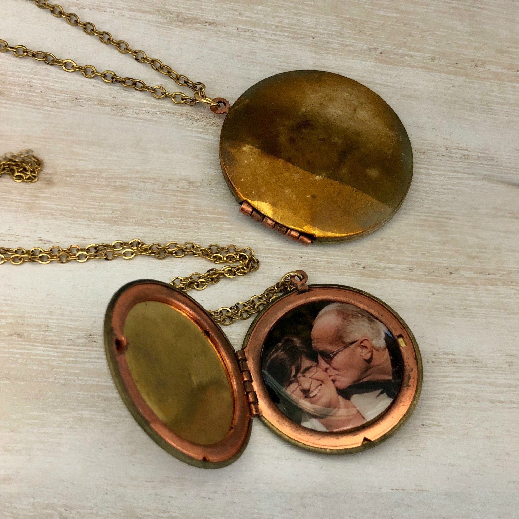 Personalized Vintage Locket Necklace Large Round Locket Worn Locket Oxidized Locket Timeworn Jewelry Etsy Canada