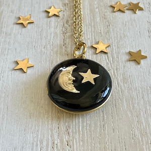Celestial Locket: Man in the Moon Photo Locket, Personalized Keepsake