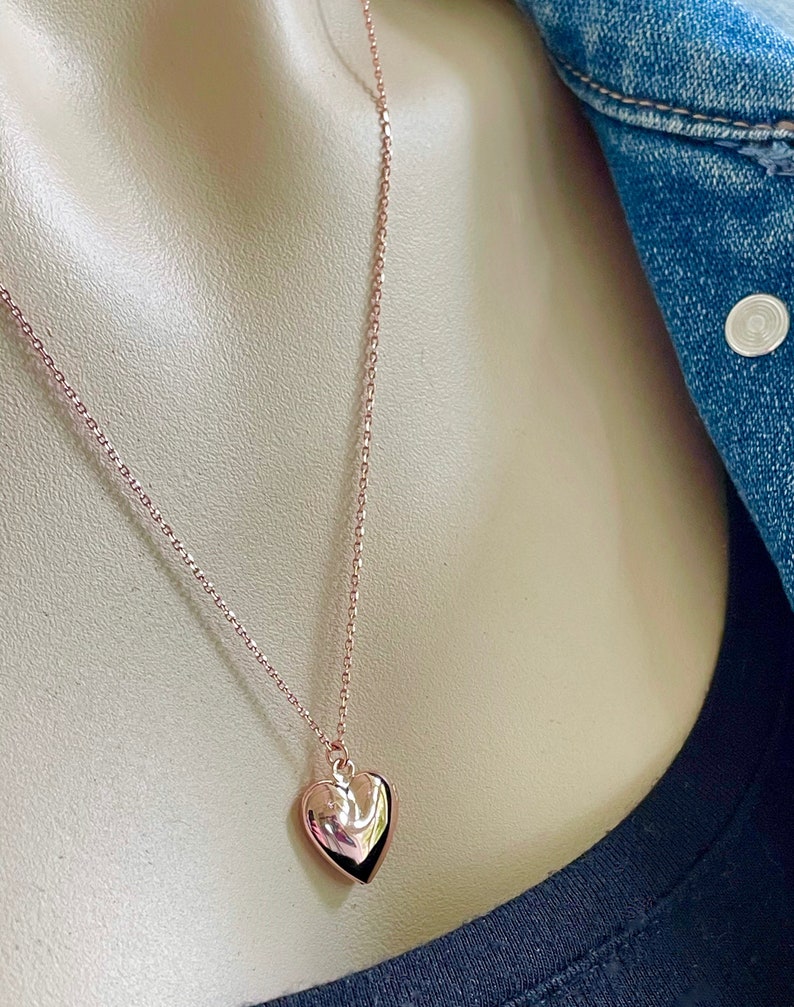 Tiny Rose Gold Heart Locket with Photos, Personalized heart Locket Necklace, Customized Picture Locket for Mom, Little Girl Locket, Special image 2