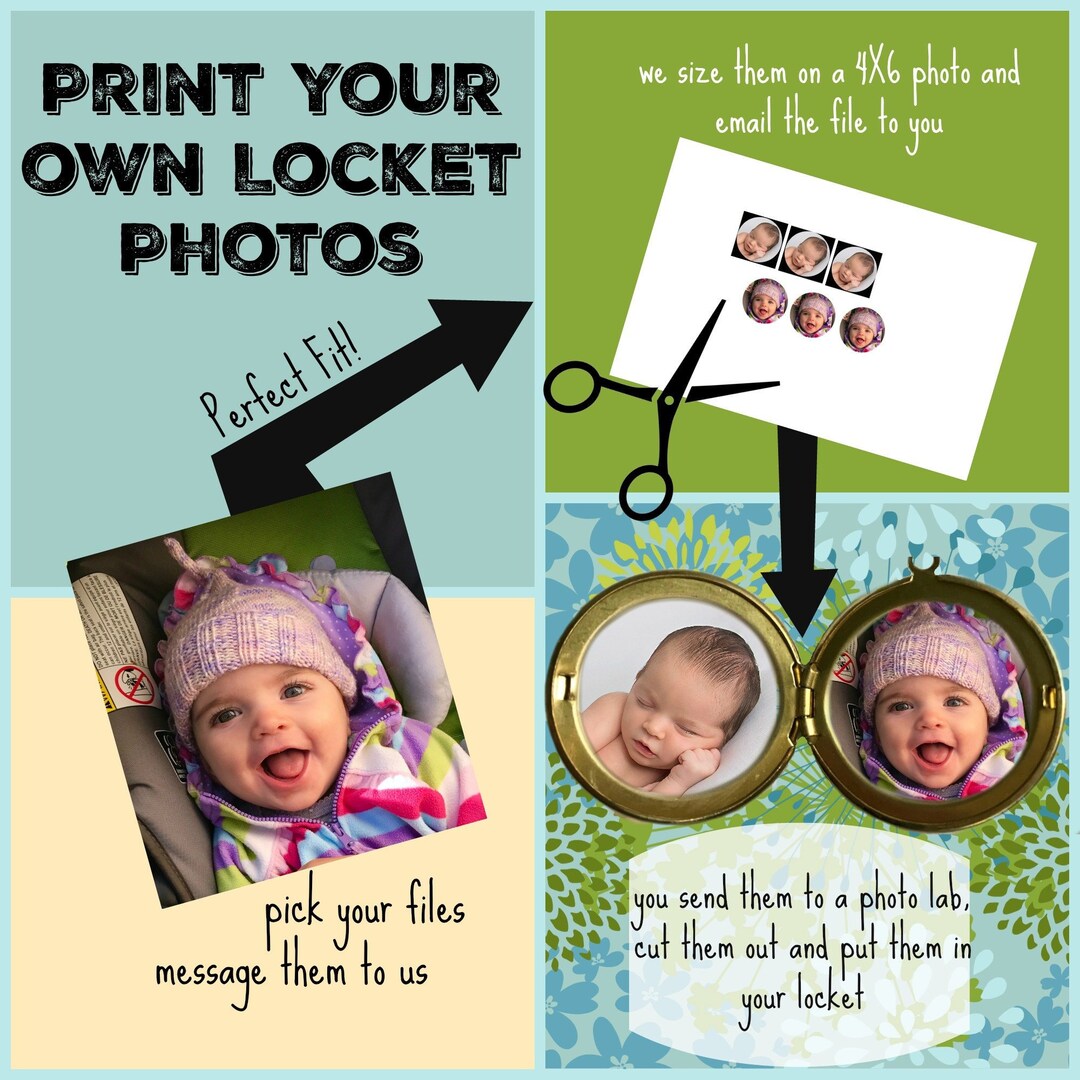 Print Your Own Locket Photos, Do It Yourself Photo Locket, Digital Photos, Presized Photos for