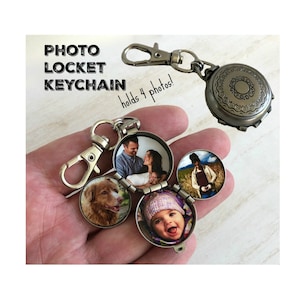 Llavero con medallón de 4 fotos, un gran regalo para hombres: regalo personalizado para el Día del Padre, llavero con foto familiar, llavero conmemorativo.
