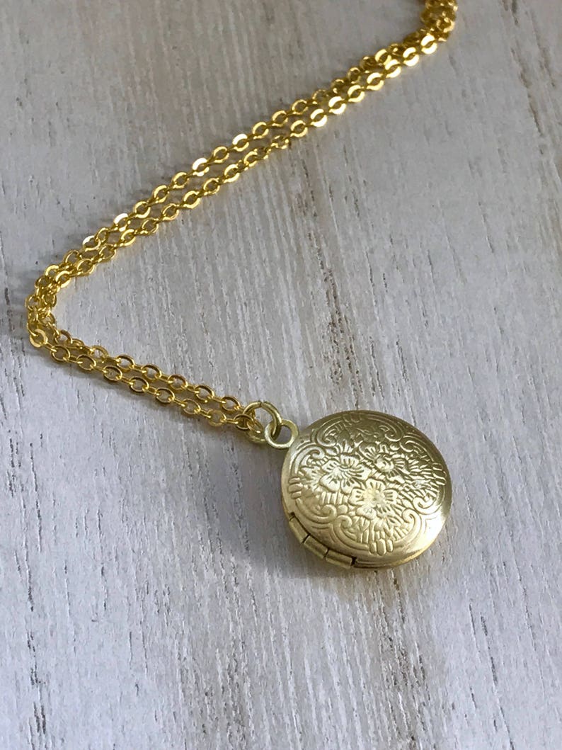 Tiny Gold Locket Locket Necklace Dainty Locket Bridesmaid Etsy