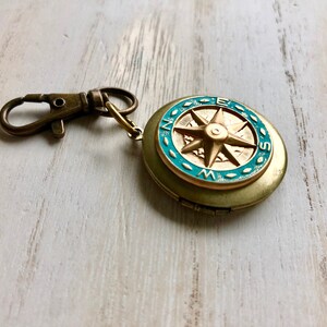Compass Locket Keychain, Men's Locket Keychain, Manly Gifts, Masculine Gifts, Gift for Boyfriend, Long distance Gift, Father's Day, Grad image 6