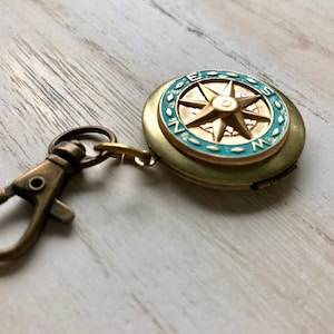 Compass Locket Keychain, Men's Locket Keychain, Manly Gifts, Masculine Gifts, Gift for Boyfriend, Long distance Gift, Father's Day, Grad image 5