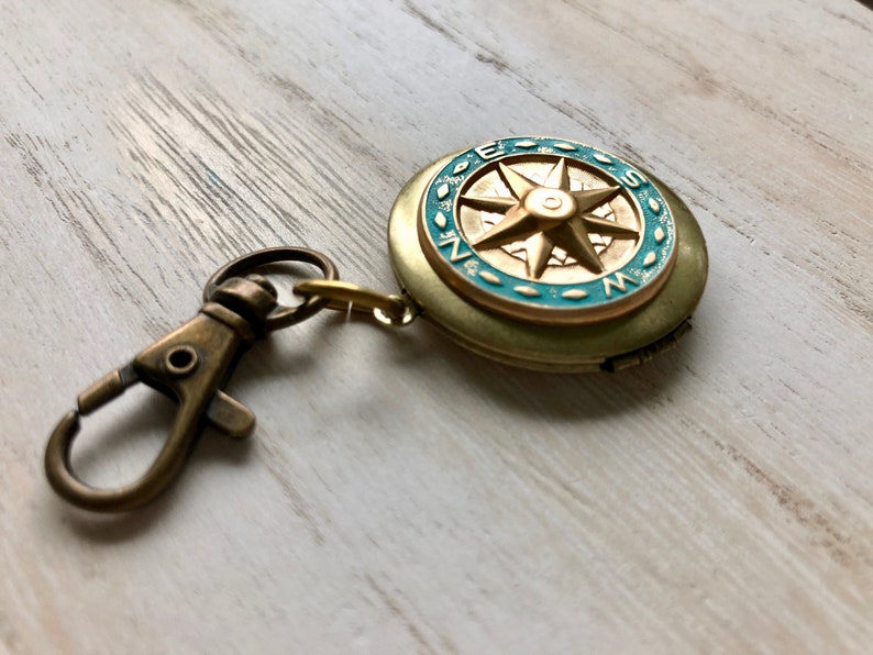 Compass Locket Keychain, Men's Locket Keychain, Manly Gifts, Masculine Gifts, Gift for Boyfriend, Long distance Gift, Father's Day, Grad image 5