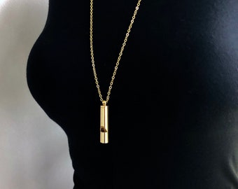 Solid Brass Whistle Necklace, Man's Whistle Necklace, Woman's