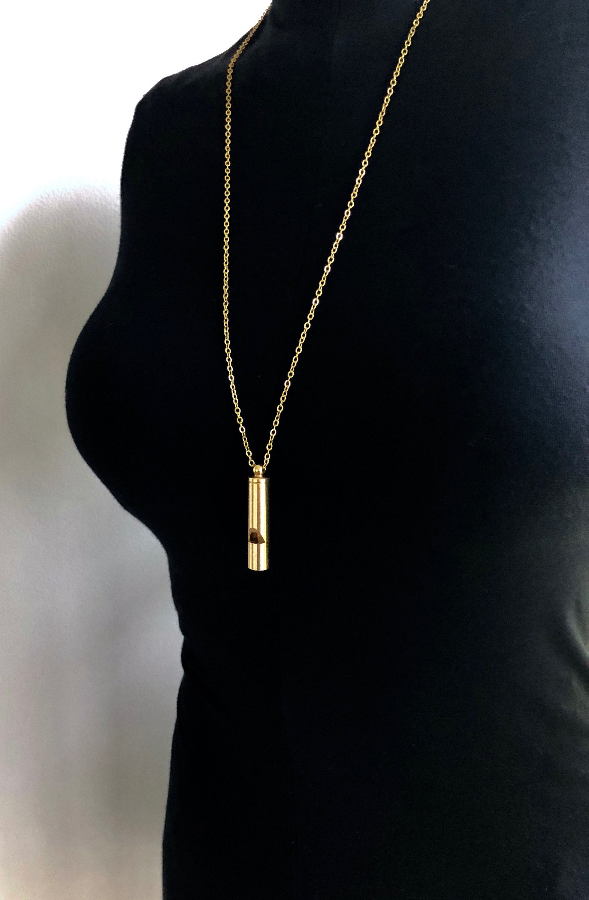 Collier Pendentif Sifflet Vintage En Laiton - Réglable 30-32 Cm, Style Bohème