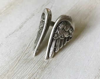 Silver Angel Wing Ring for woman or man memorial biker ring gifts