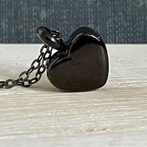 Tiny black heart cremation Necklace,  Goth cremation necklace,  Pet Loss,  Memorial Ashes Necklace,  Death of a loved one,  Urn Necklace