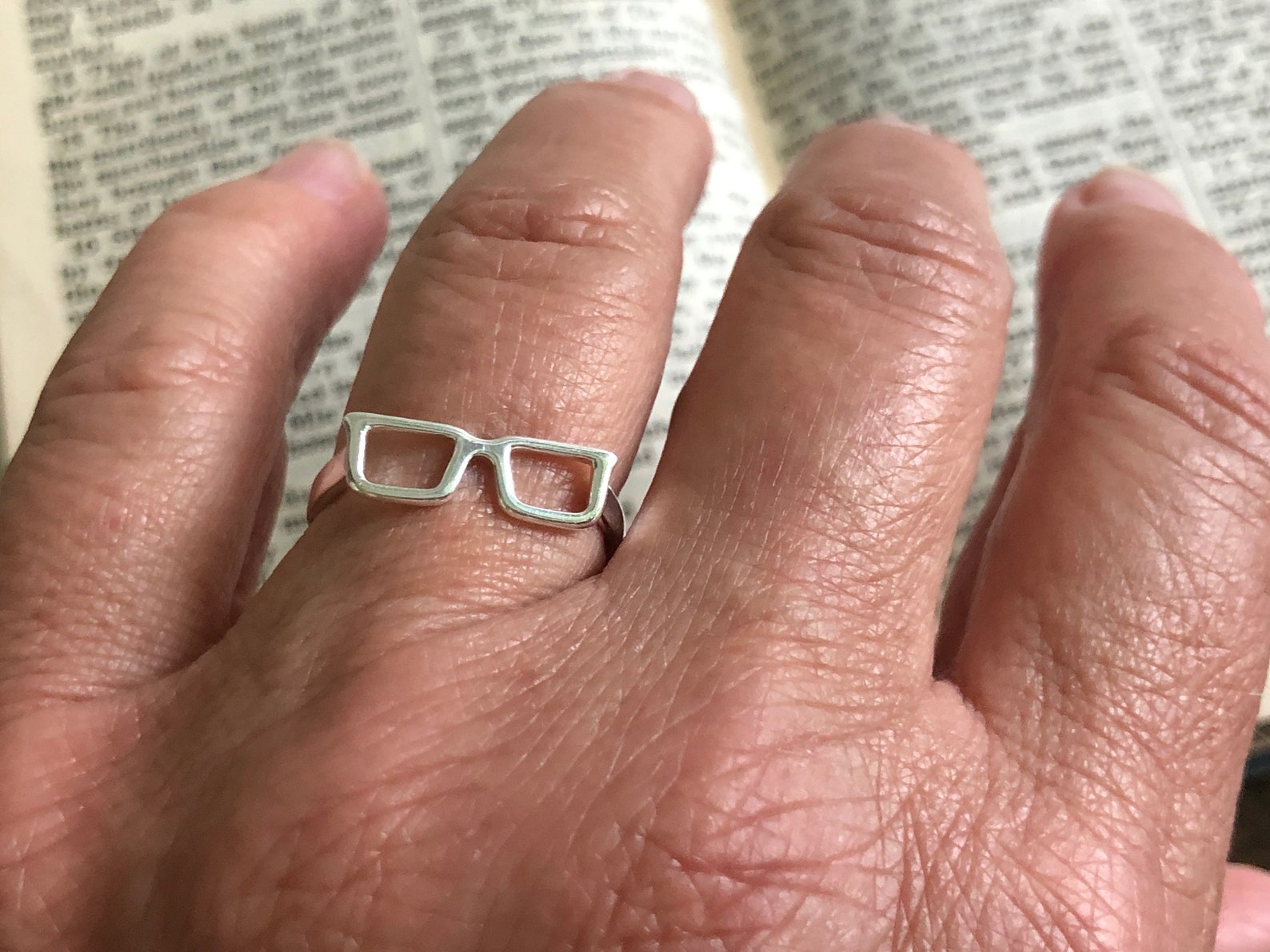 Silver Eyeglasses Ring Adjustable glasses ring Reading Etsy