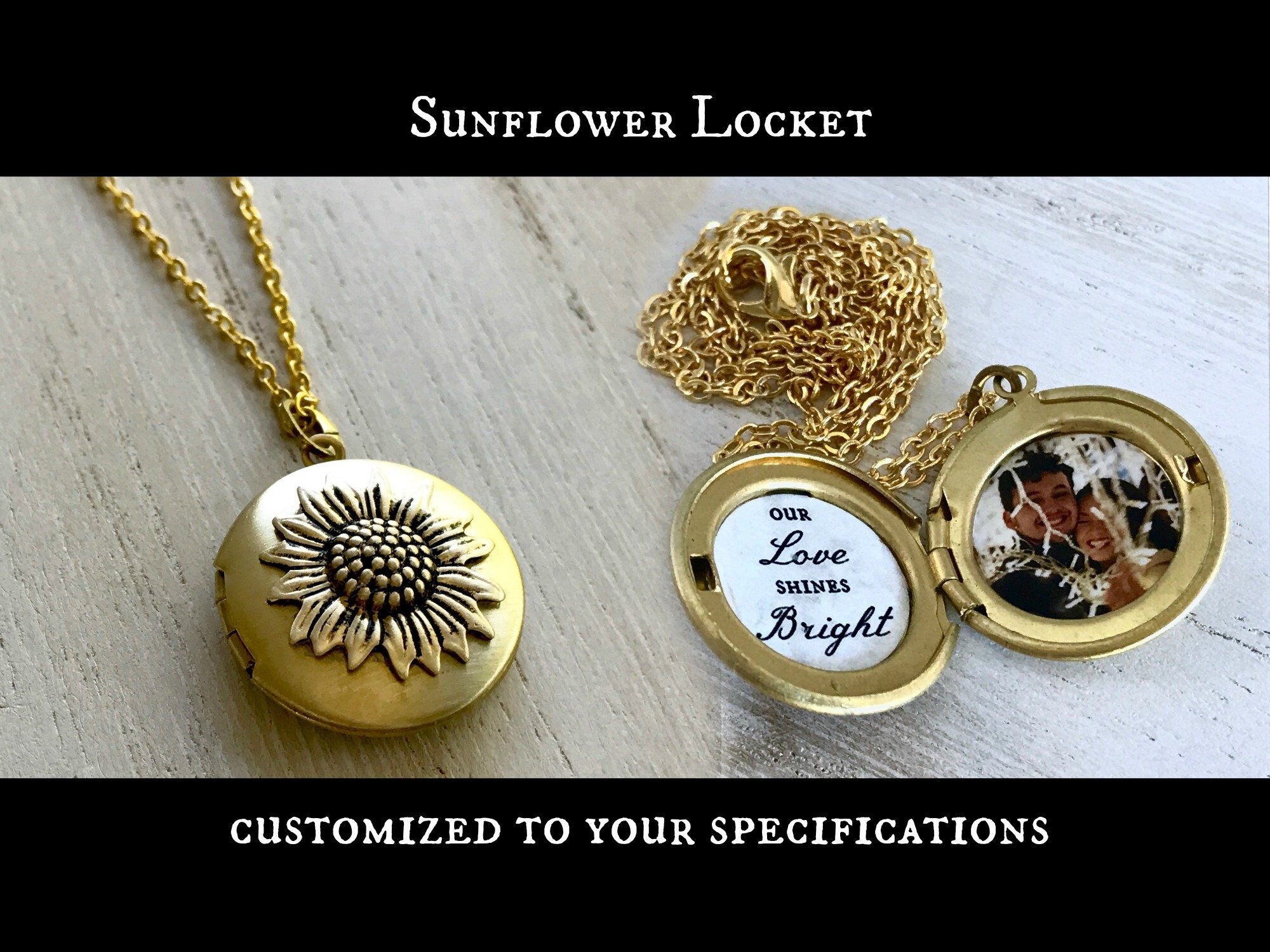 Sunflower Locket Tiny Gold Locket You are my sunshine Etsy