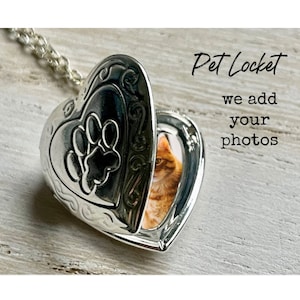 Silver Pet Locket with photo customization  Memorial Pet Locket  Crazy Cat Lady  Dog Mom Jewelry  Pet Keepsake Necklace  Paw Print Locket