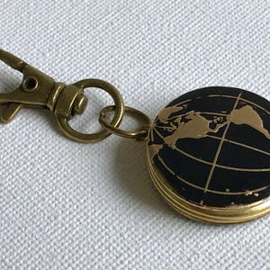 World Locket Key chain, Black Globe Locket, Mens Locket Keychain, World Map Locket, Traveler Gift, Graduation Gift, Fathers Day Gift, Map