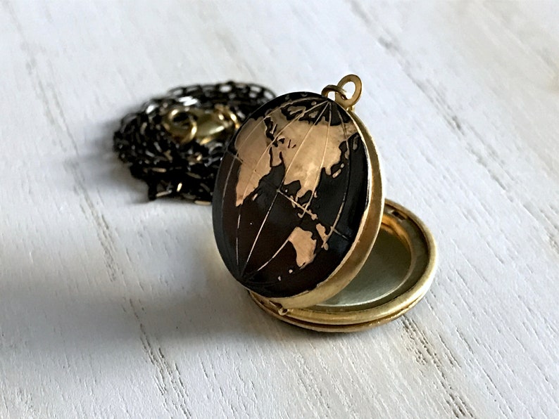 Personalized Locket World Necklace Universe Locket World Map Locket Earth Locket Earth Necklace Black World Globe Locket Map Locket