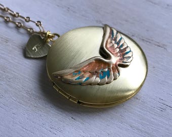 Angel Wing Memorial Locket with photo options