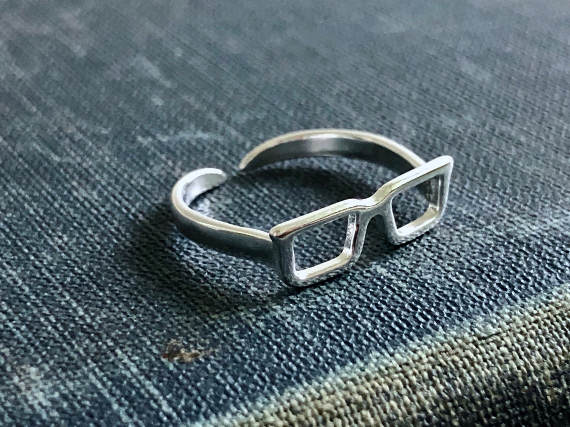 Silver Eyeglasses Ring Adjustable glasses ring Reading Etsy