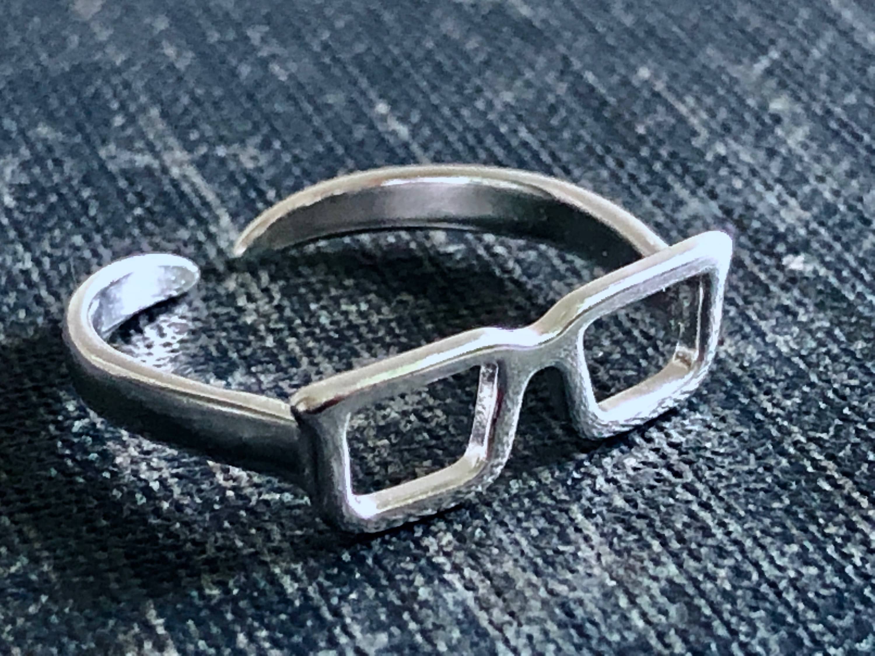 Silver Eyeglasses Ring Adjustable glasses ring Reading Etsy