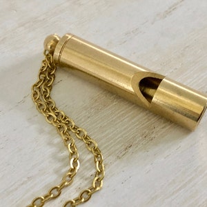 Solid Brass Whistle Necklace, Man&#39;s Whistle Necklace, Woman&#39;s Whistle Necklace, Working Whistle Pendant, P.E. Whistle, Sports Whistle, Dog
