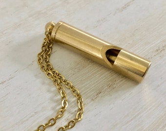 Solid Brass Whistle Necklace, Man's Whistle Necklace, Woman's Whistle Necklace, Working Whistle Pendant, P.E. Whistle, Sports Whistle, Dog