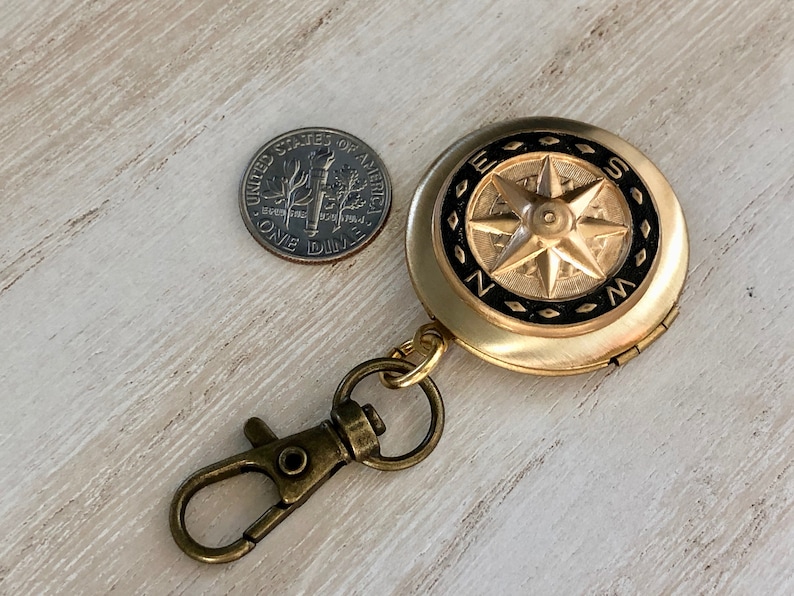 Compass Locket Keychain, Men's Locket Keychain, Manly Gifts, Masculine Gifts, Gift for Boyfriend, Long distance Gift, Father's Day, Grad image 7