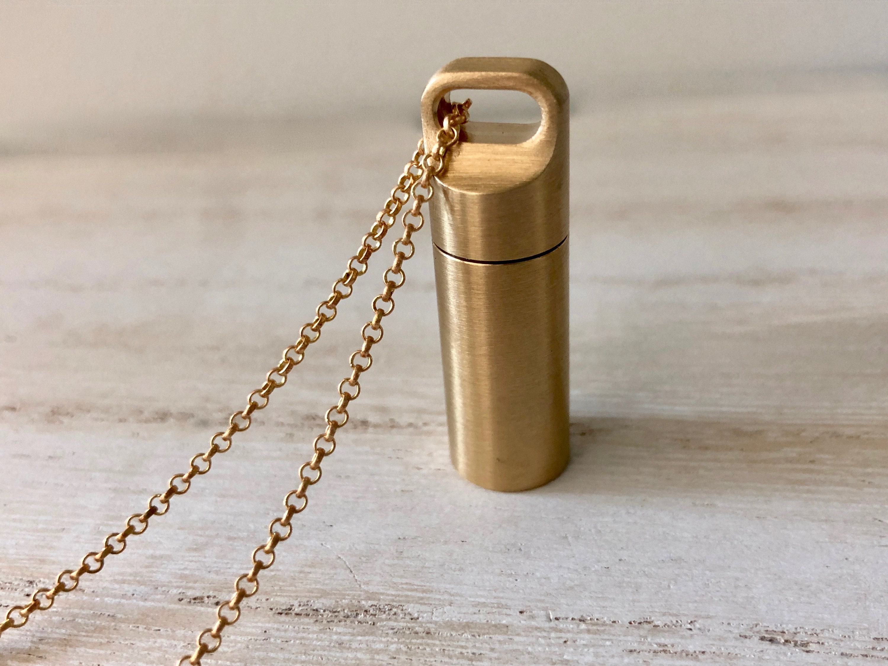 Vial Stash Necklace Pendant Secret Cylinder Urn Pill Hidden Steel