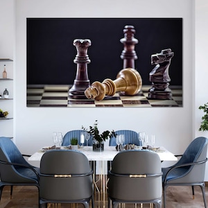 Schachspiel Fotografie – Schach-Kämpfer, Digitales Denken | Klassisches Brettspiel-Poster, Schwarz-Weiß-Schachfiguren