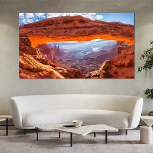 Mesa Arch Modern Wall Art, Canyonlands National Park Creative Wall Decor For Room, National Park in Utah Painting Canvas Decor, Mountains