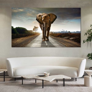Majestic Elephant Wildlife Photography Print – Safari Nature Wall Art | African Landscape Poster, Endangered Animal Conservation Artwork