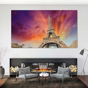 Eiffel Tower Canvas Print Décor, Paris Fashion Art on Canvas for Wall, Eiffel Tower Pictures Print Art, France Travel Art