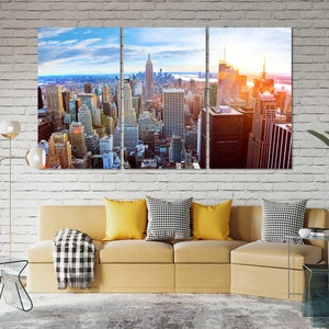 New York City in Sunlight Large Print Art for Wall, New York Cityscape Contemporary Wall Paintings, New York City Canvas Wall Art