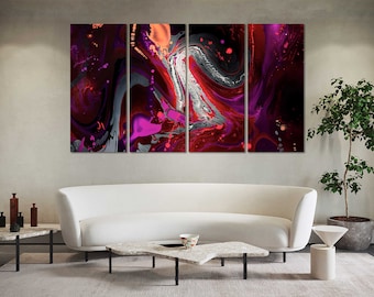 Abstract Wall Art Set, Horizontal Canvas for Living Room Decor