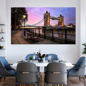 Tower Bridge at Evening Wall Decor, Tower Bridge Trendy Art, Thames River Photo Print, England Popular Home Decor, London Gifts