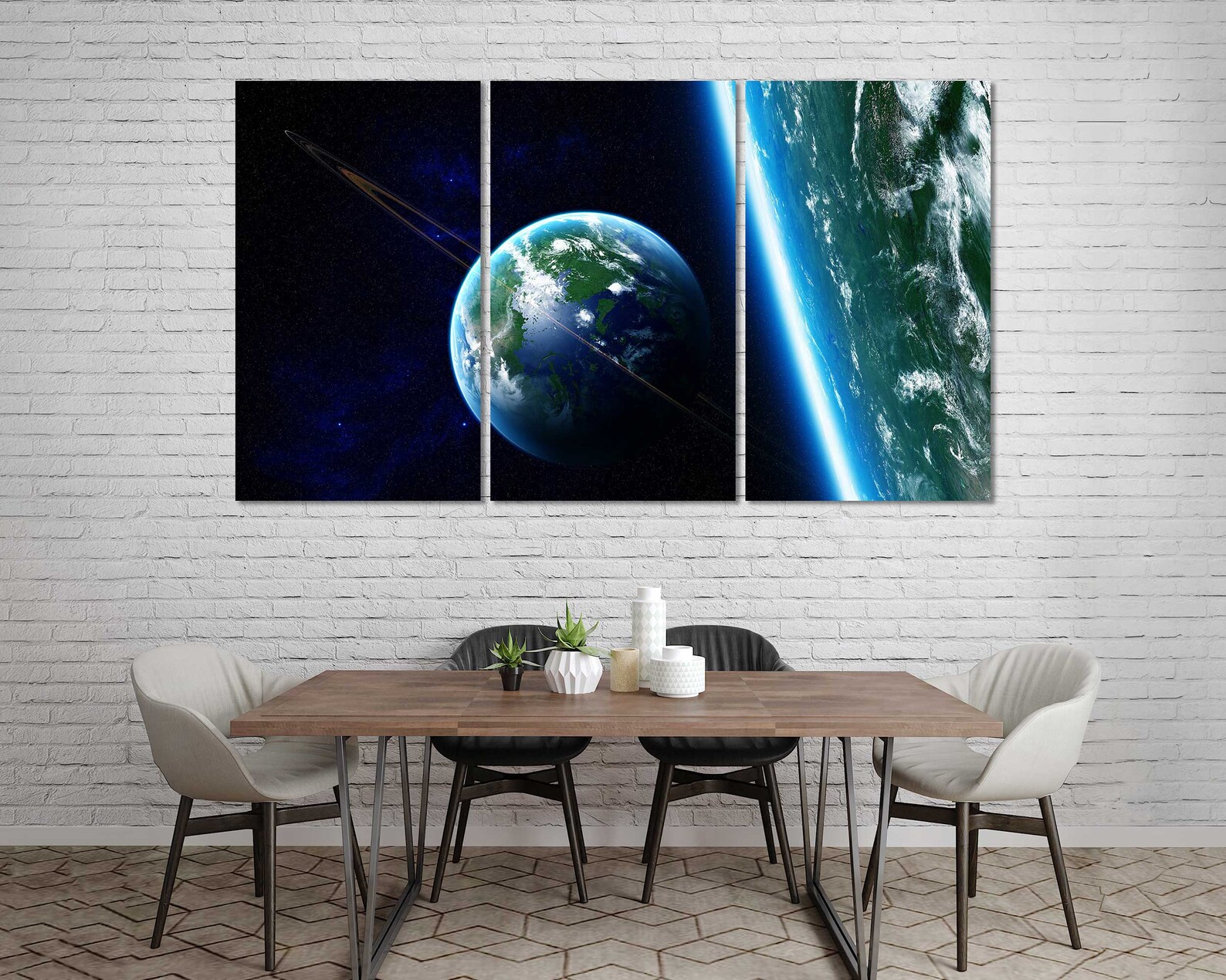 Earth Large Wall Decor Earth Print Art on Canvas Space Etsy