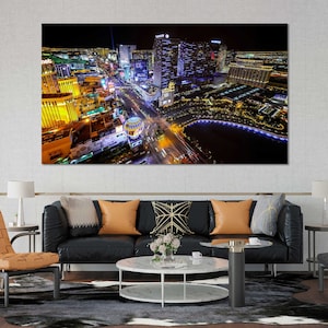 Night Las Vegas Cityscape Canvas Art Prints for Home, Architecture of Las Vegas Large Wall Decor, Las Vegas Modish Decor for Home