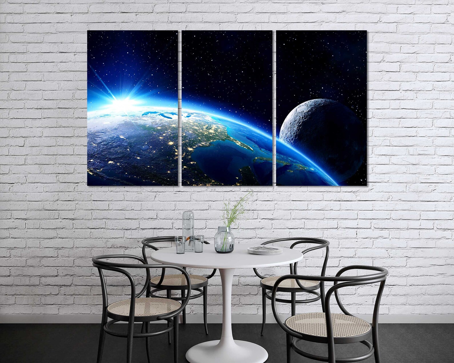 Earth & Moon Canvas Print – Cosmic Sunrise, Outer Space Wall Art - Etsy