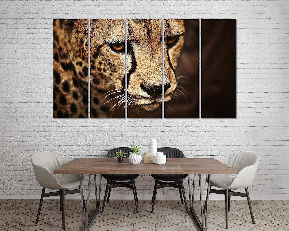 Deko mit Gepard auf Leinwand Wild Cat Print Canvas Sets | Etsy