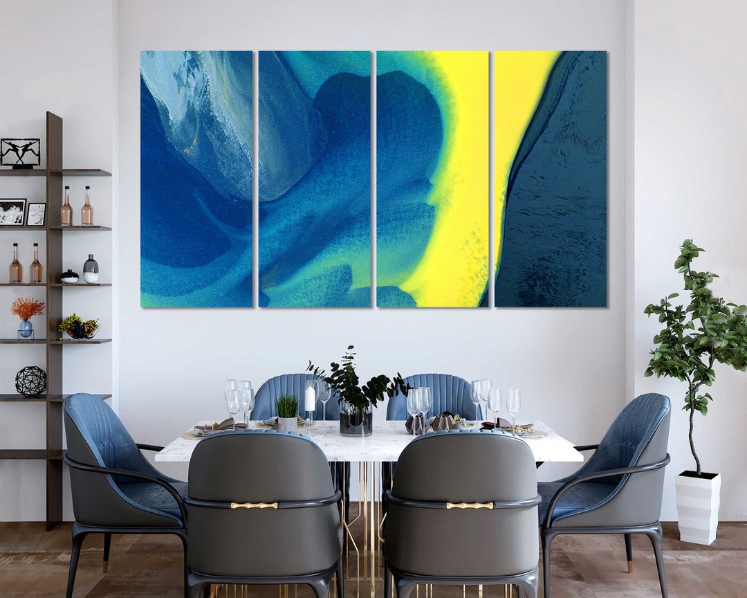 Vibrant Blue and Yellow Art Wall Decor: Elevate Your Home with Bold Colors