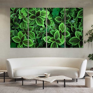 Green Plant Leaves Original Art for Wall, Plant Leaves Drawing Art Decor, Plants Leaves Modern Design Art, Abstract Leaves Art
