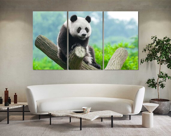 Photo on Artwork Tree Panda Etsy Decor, - Panda Wildlife Panda Modern Painting Wall Canvas, Print Art, Print, Panda Cute on Cub Design