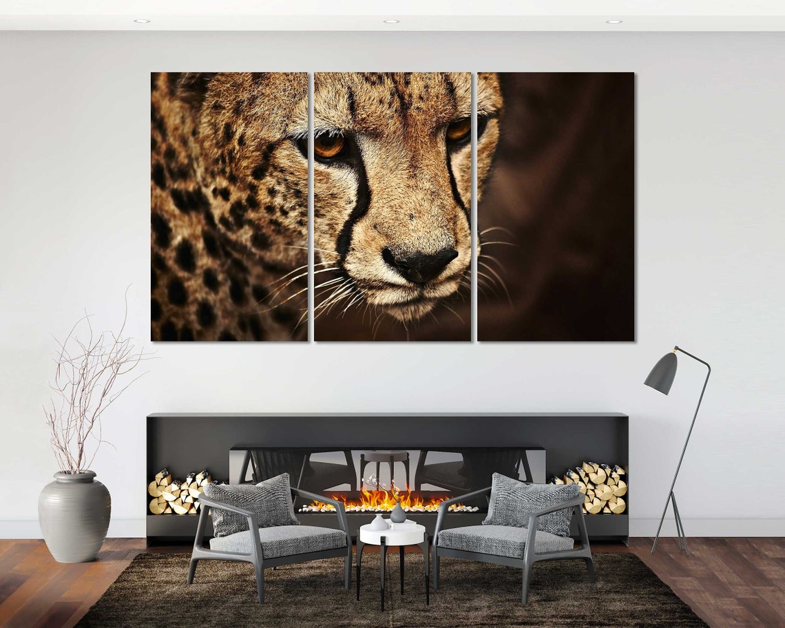 Deko mit Gepard auf Leinwand Wild Cat Print Canvas Sets | Etsy