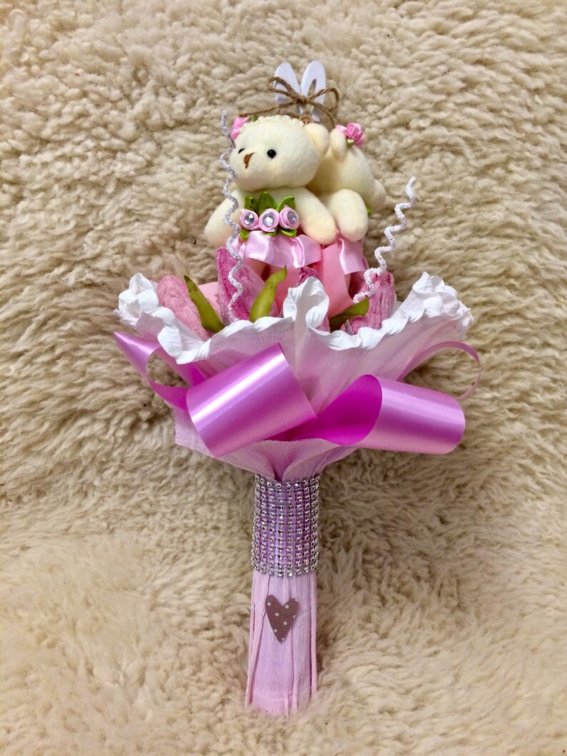 Pink Plush Bouquet Soft bouquet Plush bears Bouquet Cute Etsy