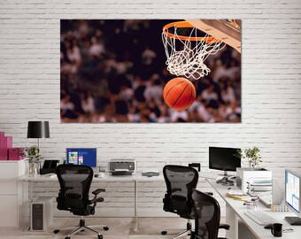 Basketball Wall Art Canvas Print, Game Winning Shot, Sports Home Decor