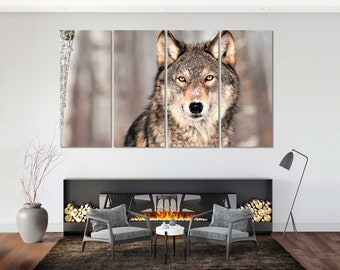 Grey Wolf Large Decor, Wolf Animal Print Wall Decor, Wolf Photo Wall Art, Wolf Design Art for Living Room, Wolf Artwork For Home