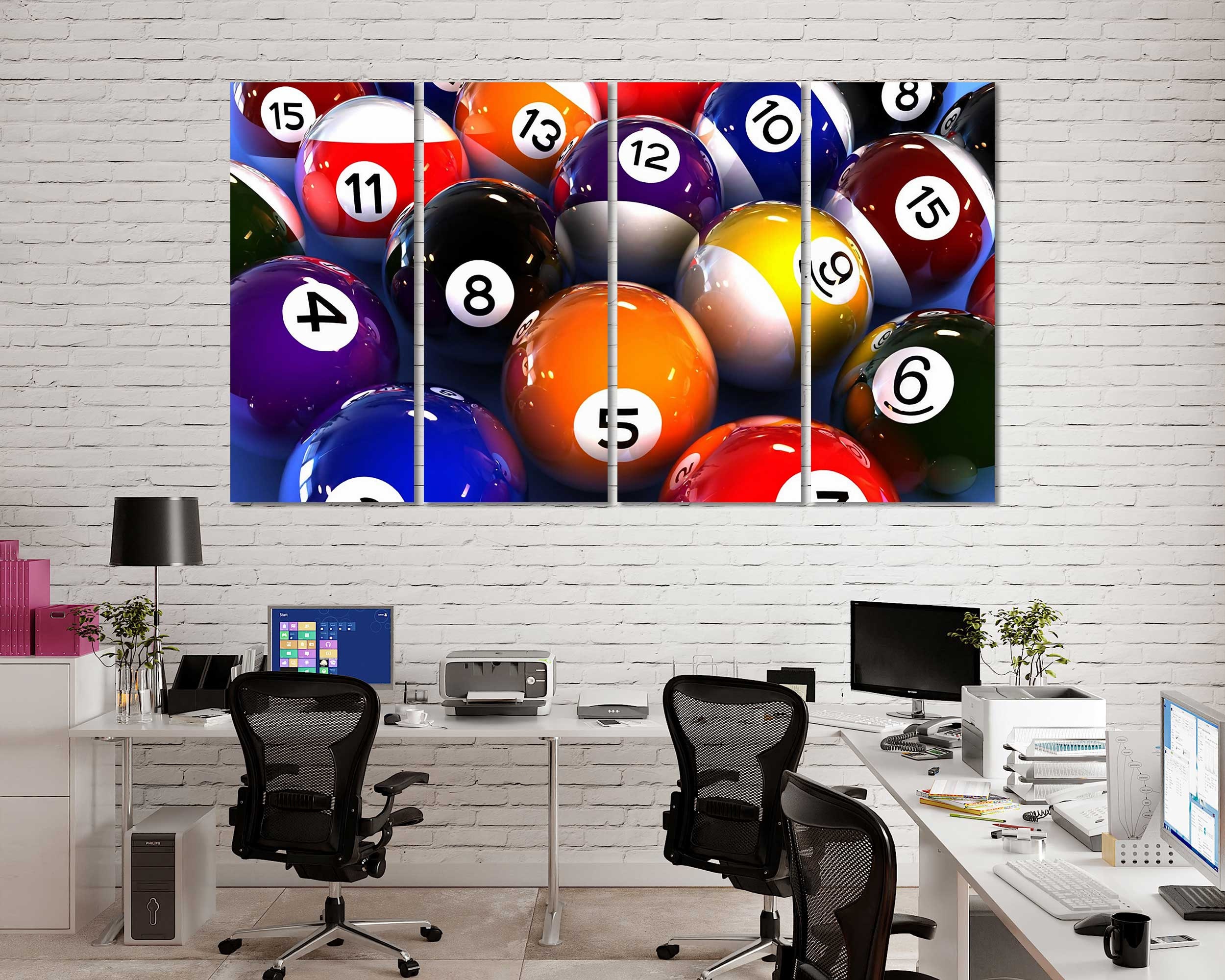 Billiard Balls Modern Wall Art Colorful Balls Artwork for Etsy UK